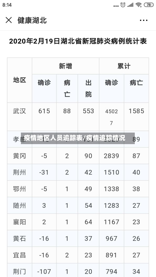 疫情地区人员追踪表/疫情追踪情况
