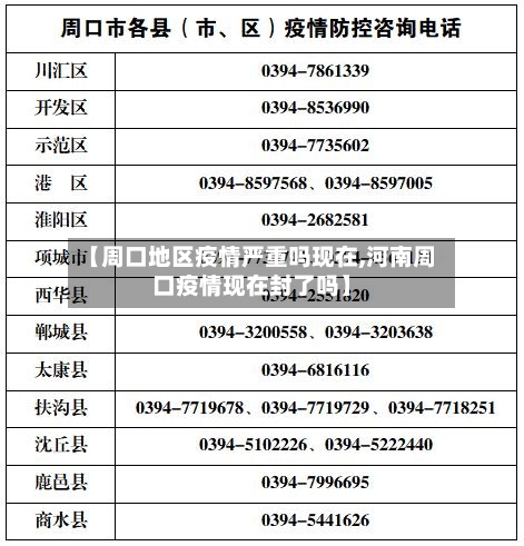 【周口地区疫情严重吗现在,河南周口疫情现在封了吗】
